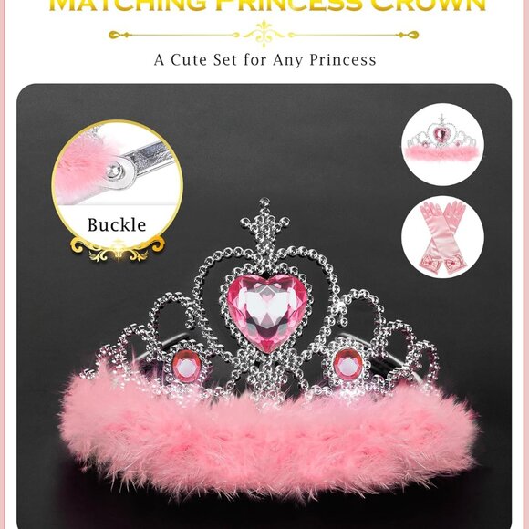 Princess Dress Up Accessories Princess Gloves, 7pcs Dress Up Set for Toddler Gir - Picture 7 of 7